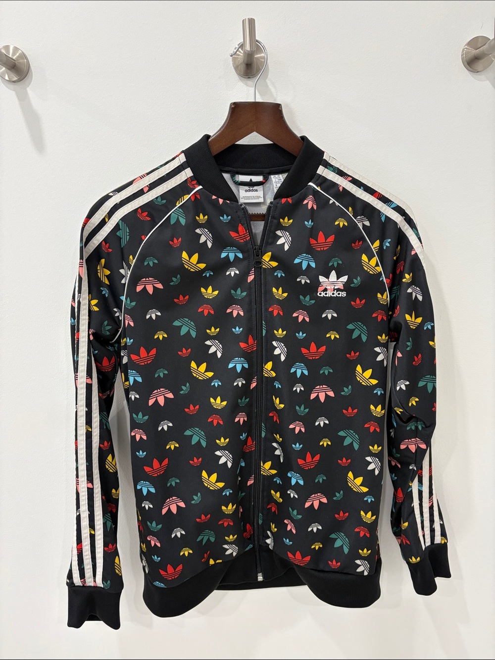 adidas Black Multicolor Trefoil Zip-Up Track Jacket